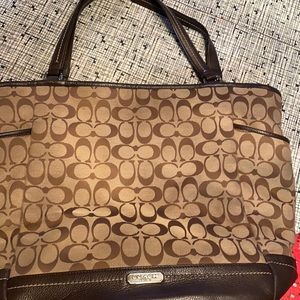 Coach Tote brown signature Jacquard fabric